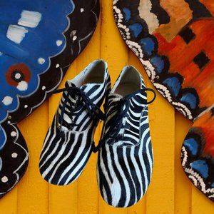 JUNYA WATANABE COMME DES GARÇONS ANIMAL PRINT PONY HAIR OXFORDS